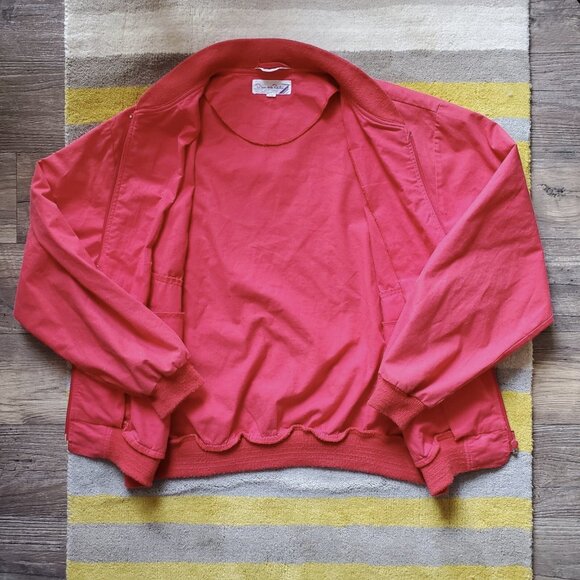 Vtg Oscar de la Renta Red Cotton Blouson Jacket | Large - Picture 3 of 9